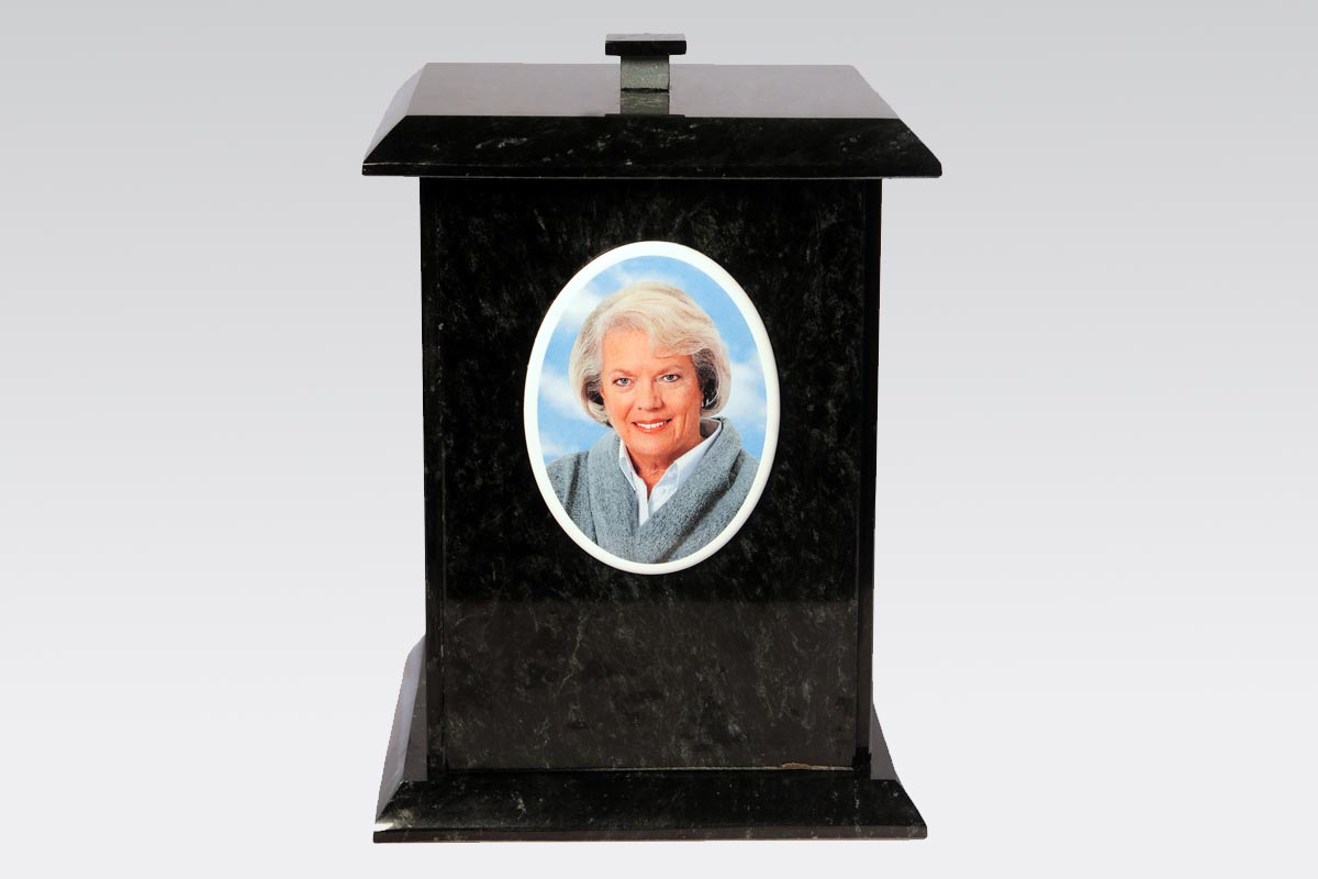 Cenizario de mármol verde saltan con foto de cerámica