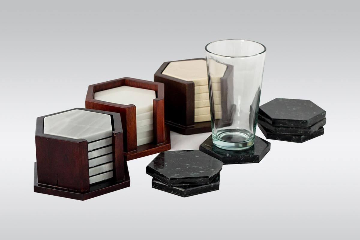 Portavasos hexagonales